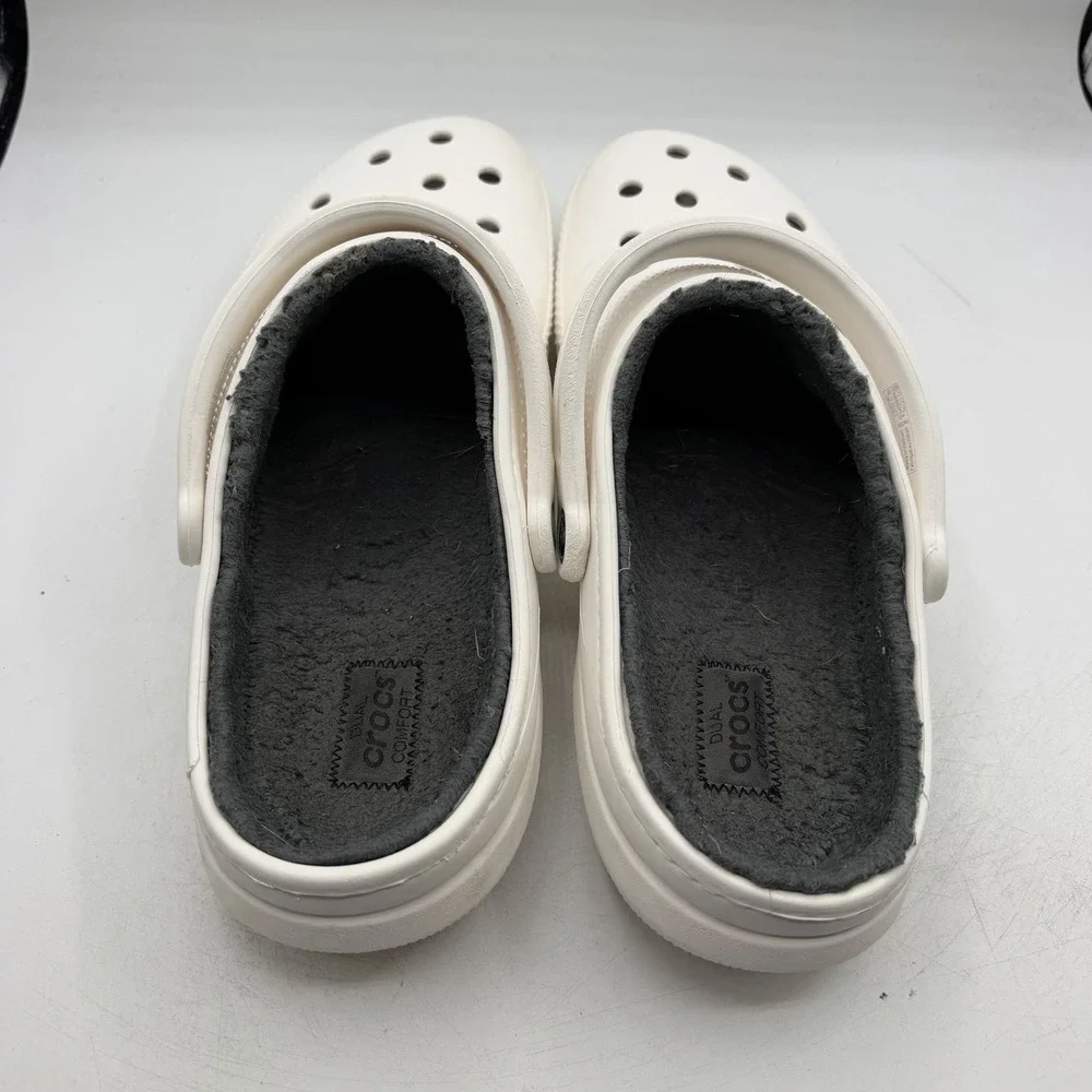 Crocs Classic Lined Clogs Mens Sz 13 White Slip On Shoes 203591